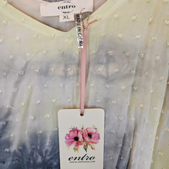 Entro Womens Maxi Dress Sz XL Tye Dye Beachy Boho Hippie Swiss Dot Adj. Straps - Picture 6 of 13